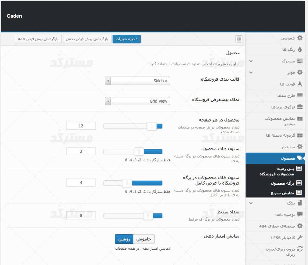 ترجمه فارسی قالب caden برای وردپرس