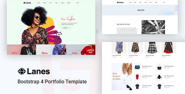 دانلود قالب اچ تی ام ال Lanes - eCommerce Bootstrap 4 Template