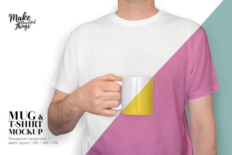 دانلود Mug mockup and editable T-shirt - موکاپ تیشرت و ماگ