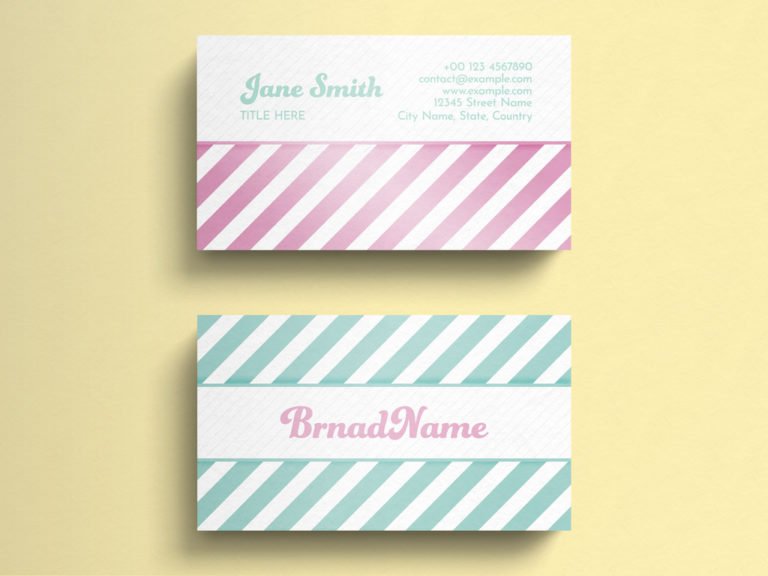 دانلود کارت ویزیت Business Card Layout with Diagonal Stripes