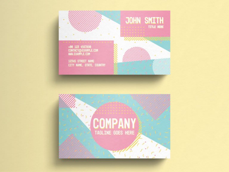 دانلود کارت ویزیت Business Card Layout with Pastel Geometric Accents