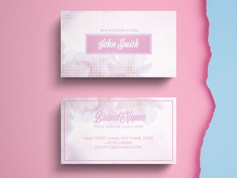دانلود کارت ویزیت Business Card Layout with Pink Accents