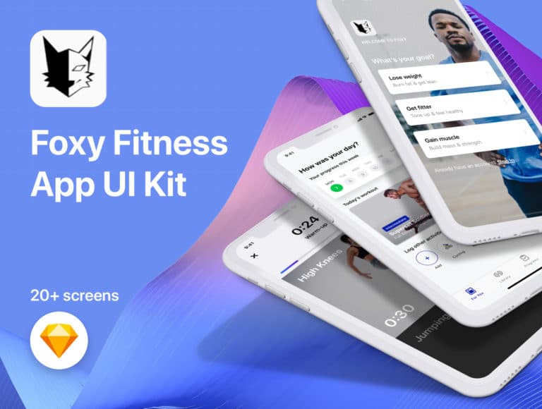 دانلود Foxy Fitness UI Kit - کیت رابط کاربری اپلیکیشن سلامت و ورزش