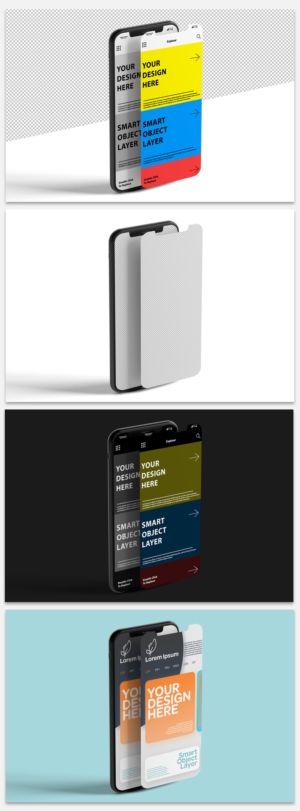دانلود ماک آپ صفحه نمایش موبایل Mockup of 2 Smartphone Screen Designs