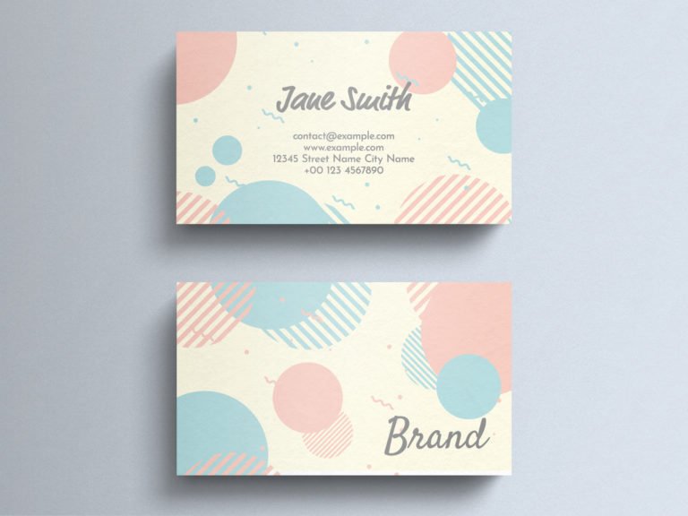 دانلود کارت ویزیت Pastel Business Card Layout with Circle Decorations