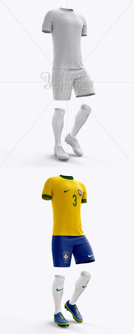 دانلود Full Soccer Kit Halfside View لباس فوتبال نمای کناری یقه گرد