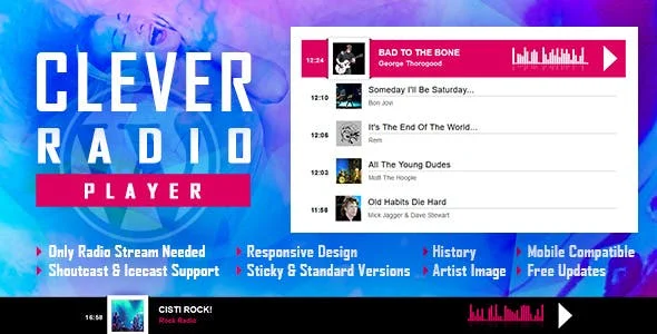 دانلود افزونه CLEVER - HTML5 Radio Player With History برای وردپرس