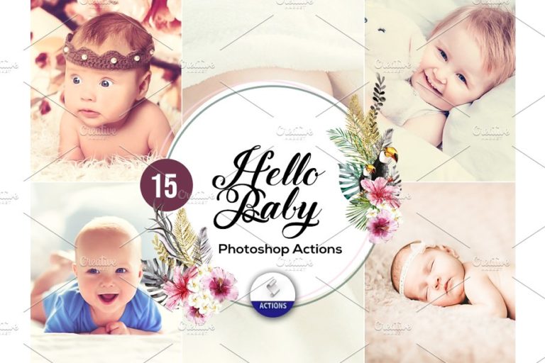 دانلود 15 Hello Baby Photoshop Actions - اکشن عکاسی نوزاد