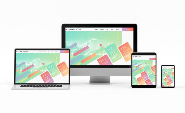 دانلود 4 Devices Aligned on White Mockup