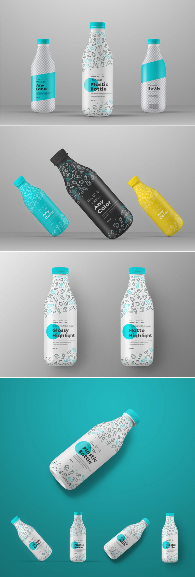 دانلود Plastic Bottle Mockup Set - ماک آپ بطری شیر