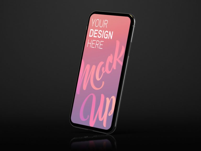دانلود Side View Mobile Phone Mockup on Black Background - موکاپ موبایل