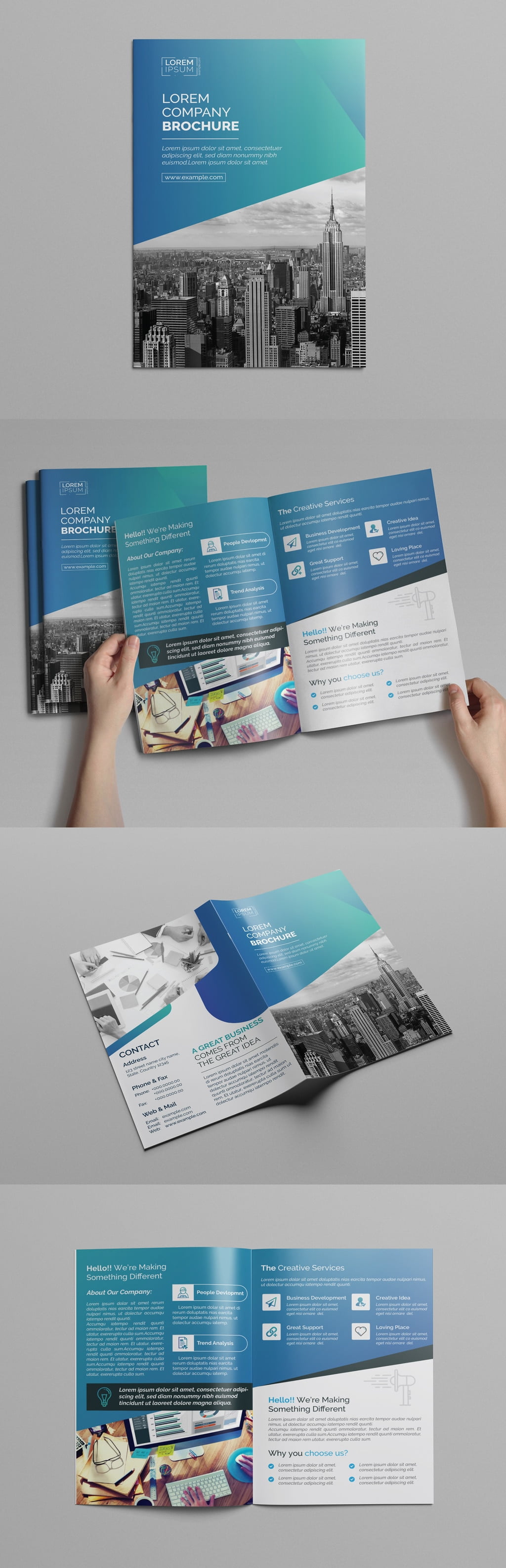 دانلود Blue Gradient Bi-Fold Brochure Layout - طرح بروشور دو لت آبی