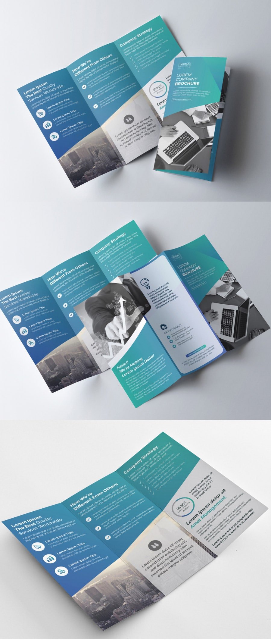 دانلود Blue Gradient Tri-fold Brochure Layout - بروشور سه لت گرادینت آبی