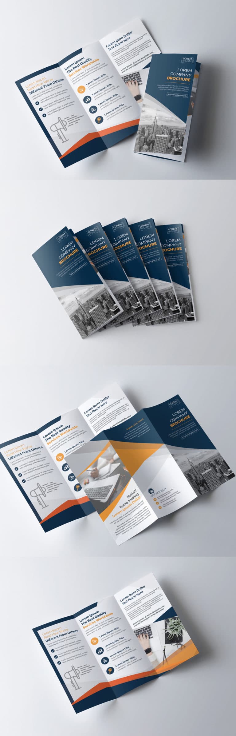 دانلود Blue and Orange Tri-Fold Brochure Layout - بروشور سه لت آبی نارنجی