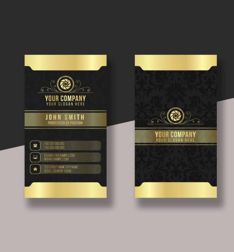 دانلود طرح لایه باز کارت ویزیت مشکی طلایی Business Card Layout