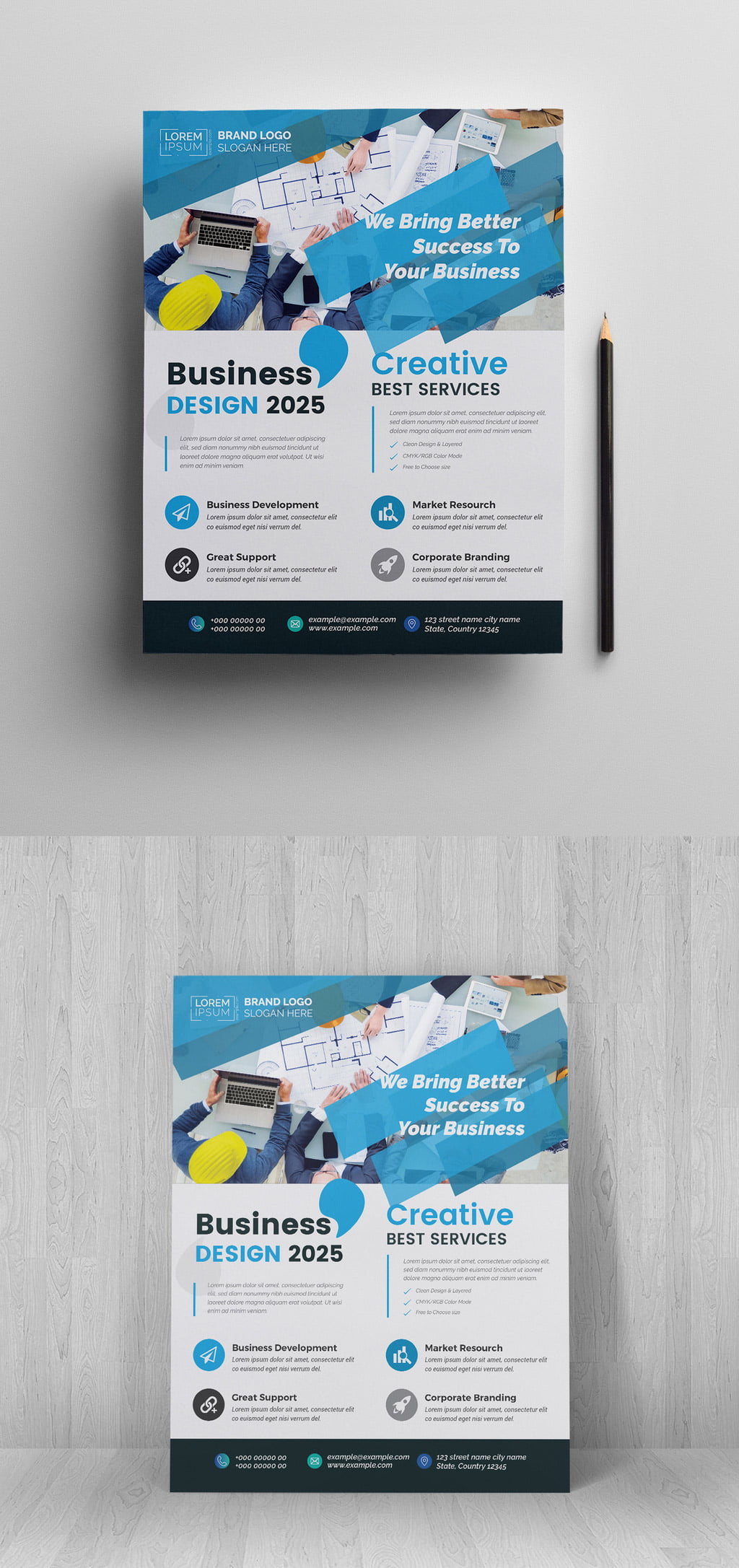 دانلود Business Flyer With Blue Accents - تراکت شرکتی