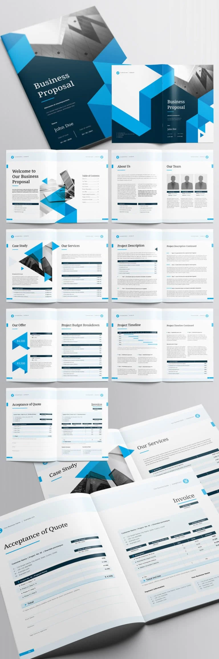 دانلود Business Proposal Layout with Blue Accents - طرح پروپوزال شرکتی
