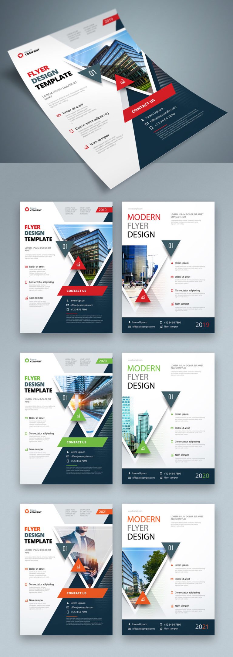 دانلود تراکت چندرنگ Colorful Business Flyer Layout with Triangle Elements