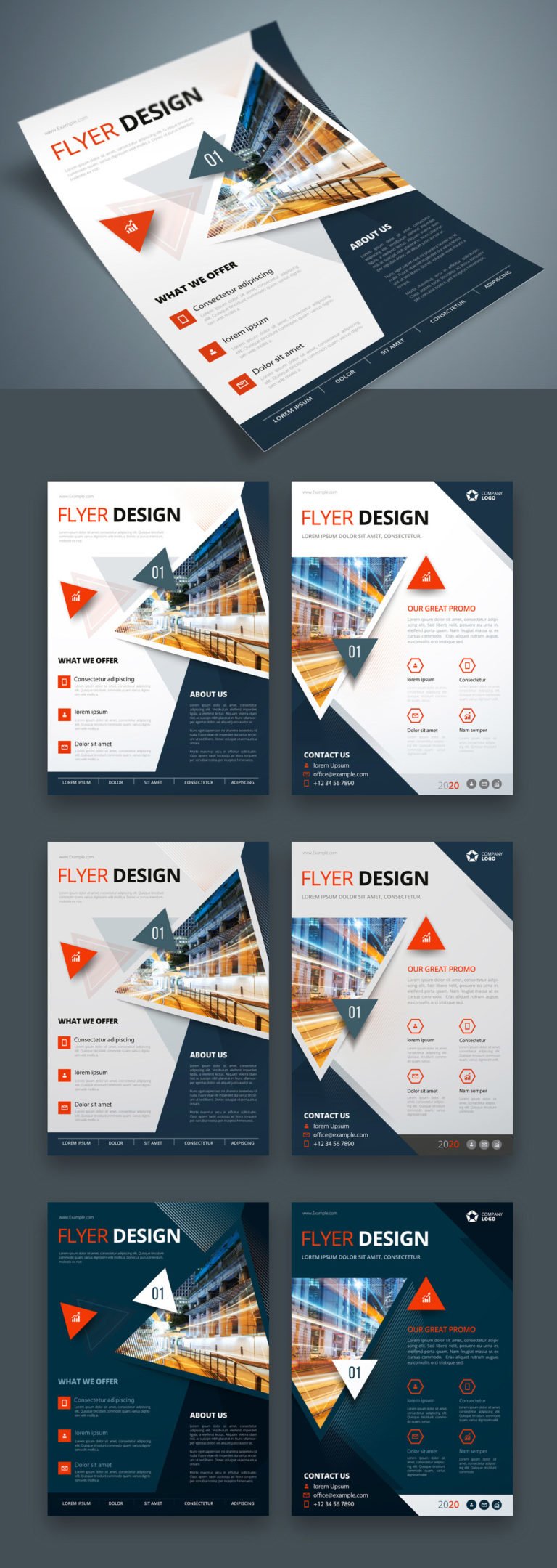 دانلود Colorful Business Flyer Layout with Triangle Elements - تراکت با طرح مثلثی