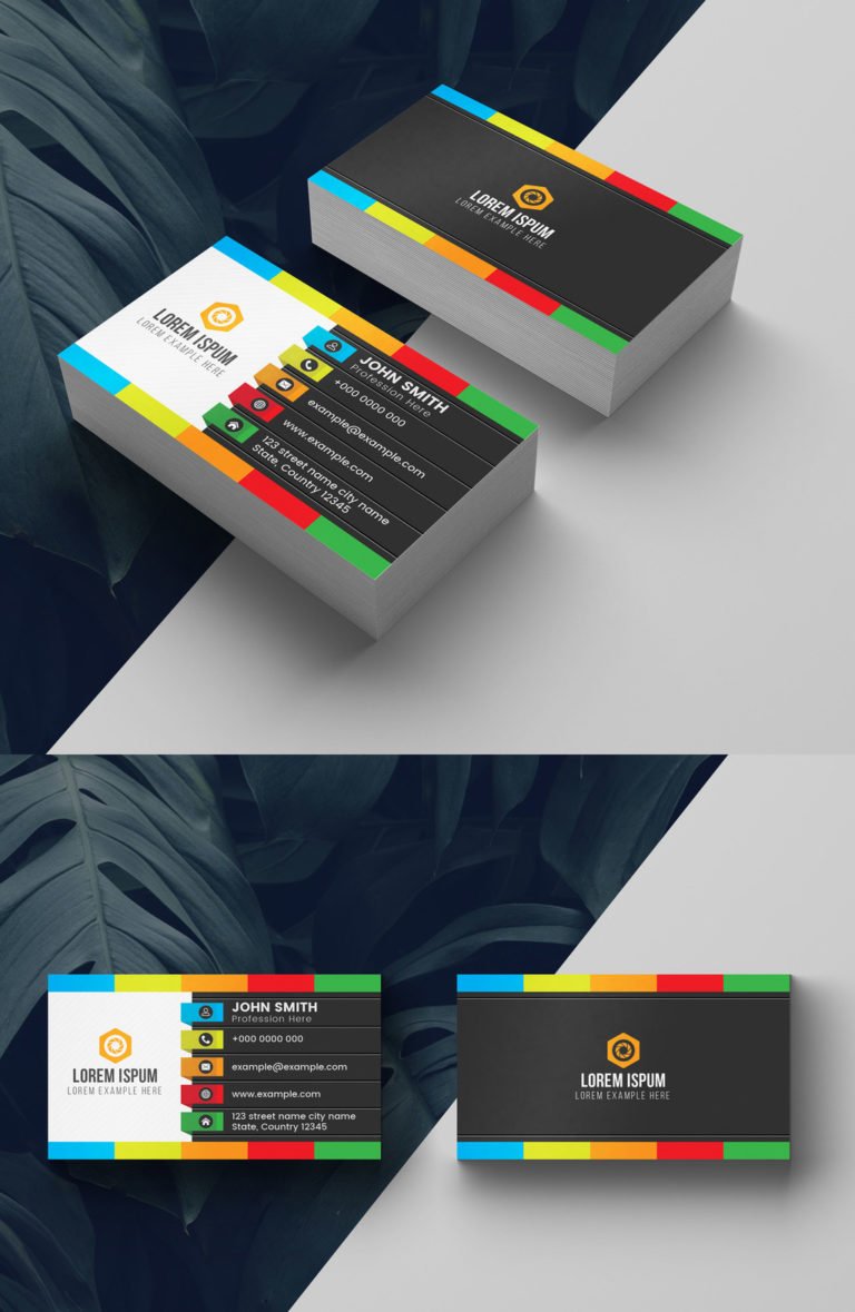 دانلود Colorful Dark Business Card Layout - کارت ویزیت تیره چندرنگ