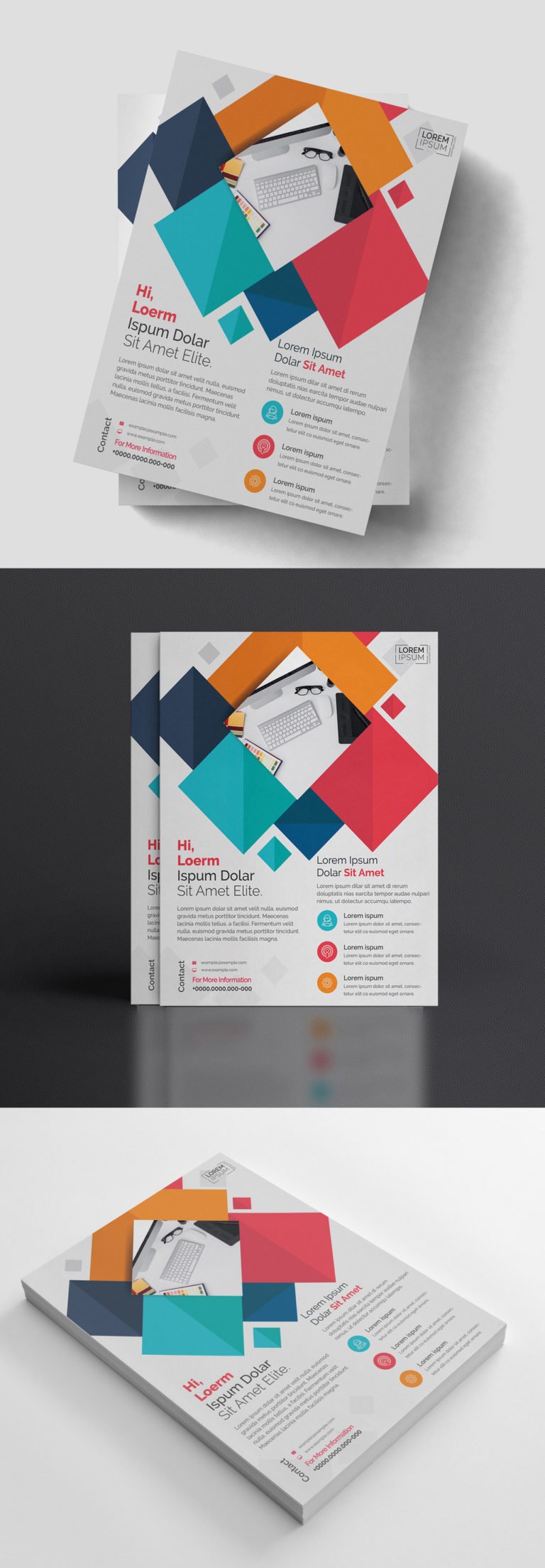 دانلود Colorful Geometric Flyer Layout - تراکت با طرح های هندسی