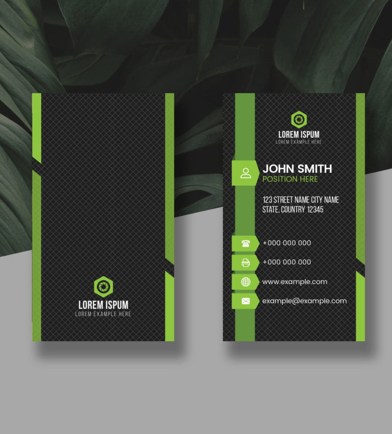 دانلود Green Vertical Business Card Layout - طرح کارت ویزیت عمودی سبز