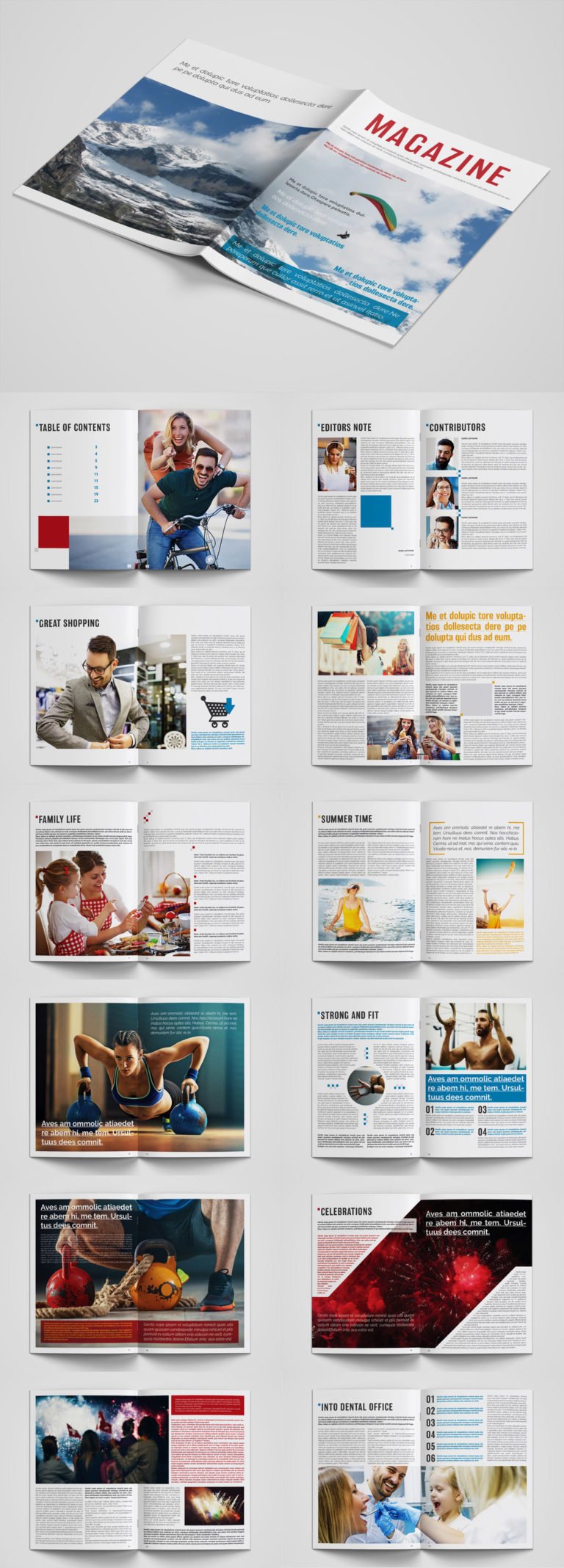 دانلود Magazine Layout with Blue and Orange Accents - طرح لایه باز مجله