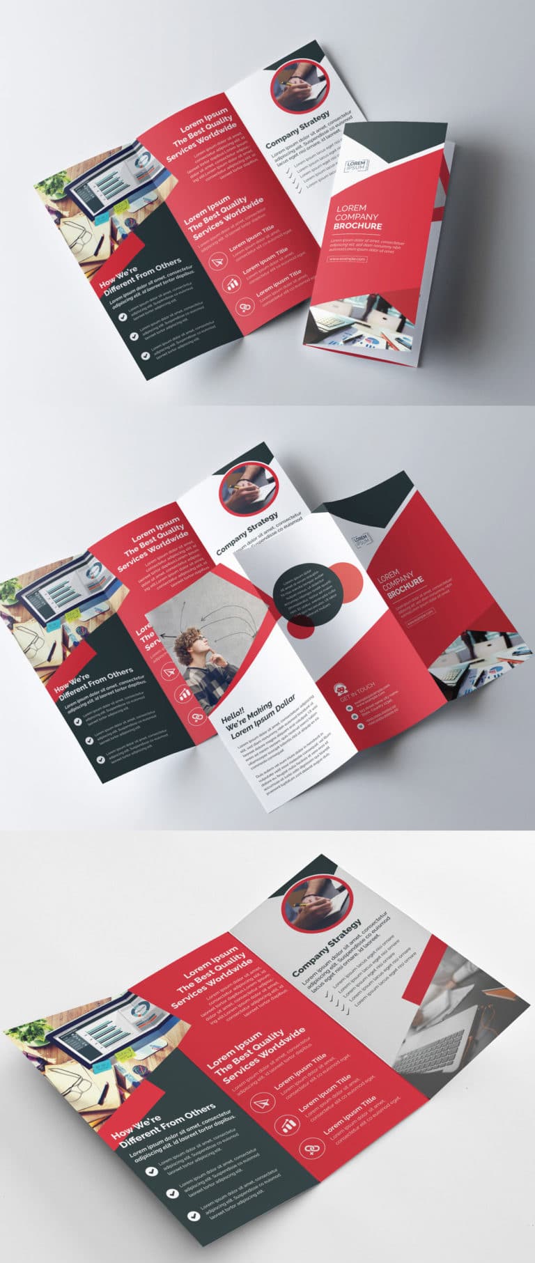 دانلود Red and Black Tri-fold Brochure Layout - بروشور سه لت قرمز و مشکلی