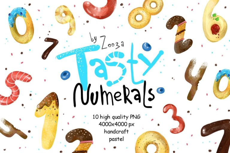 دانلود Tasty Numerals - 10 illustrations - نقاشی اعداد