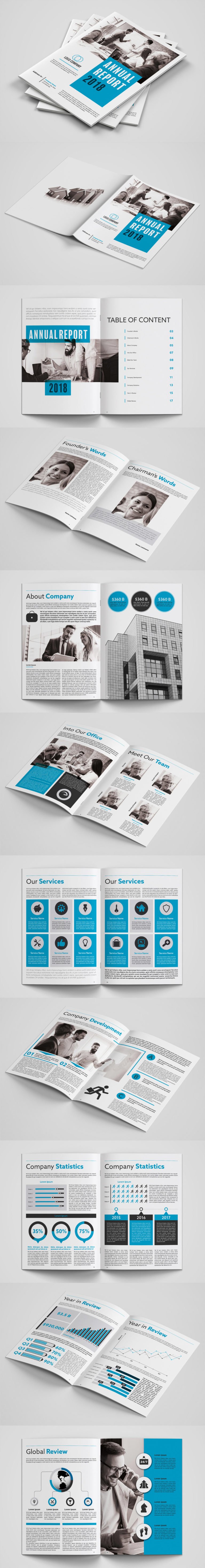 دانلود Annual Report Layout with Blue Accents - قالب لایه باز گزارش سالانه