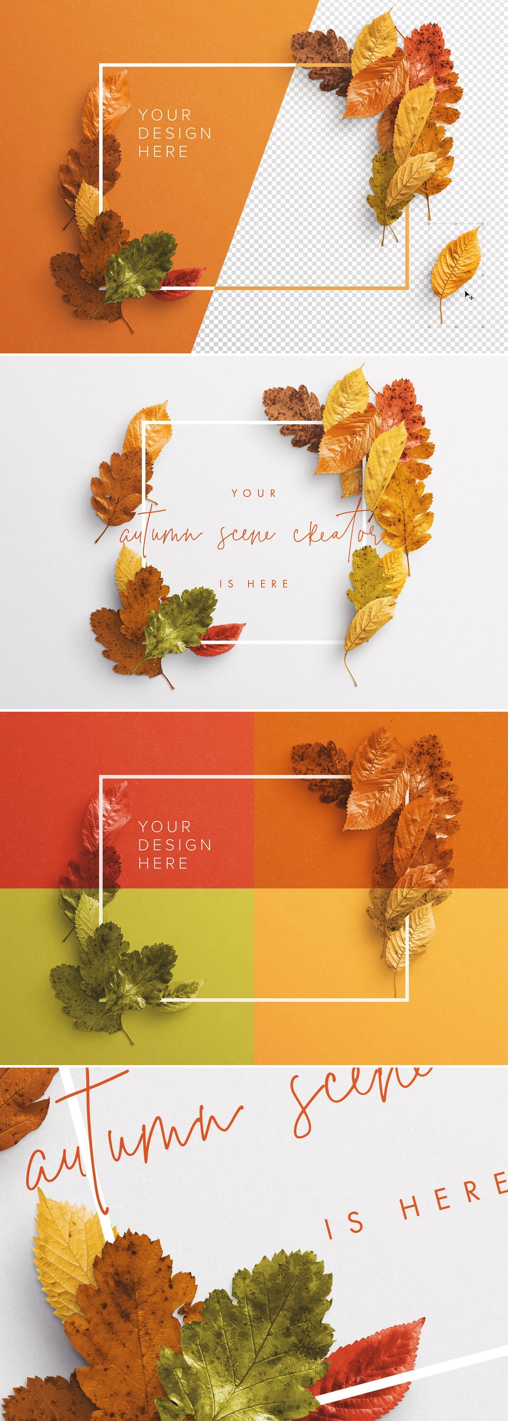 دانلود Autumn Leaves Frame Mockup - موکاپ قاب برگ پاییزی