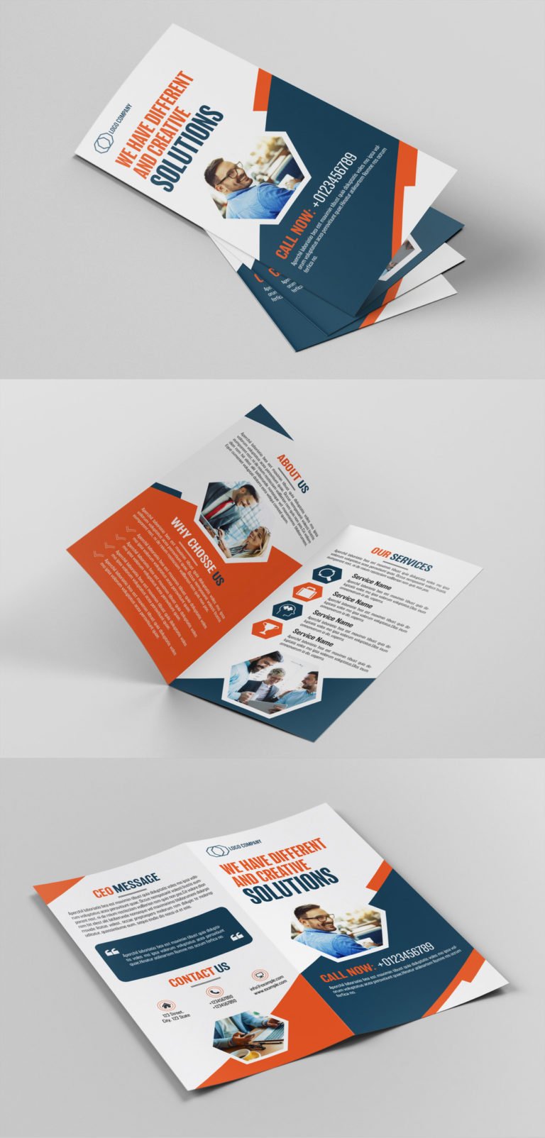 دانلود Brochure Layout with Orange and Blue Accents - طرح لایه باز بروشور