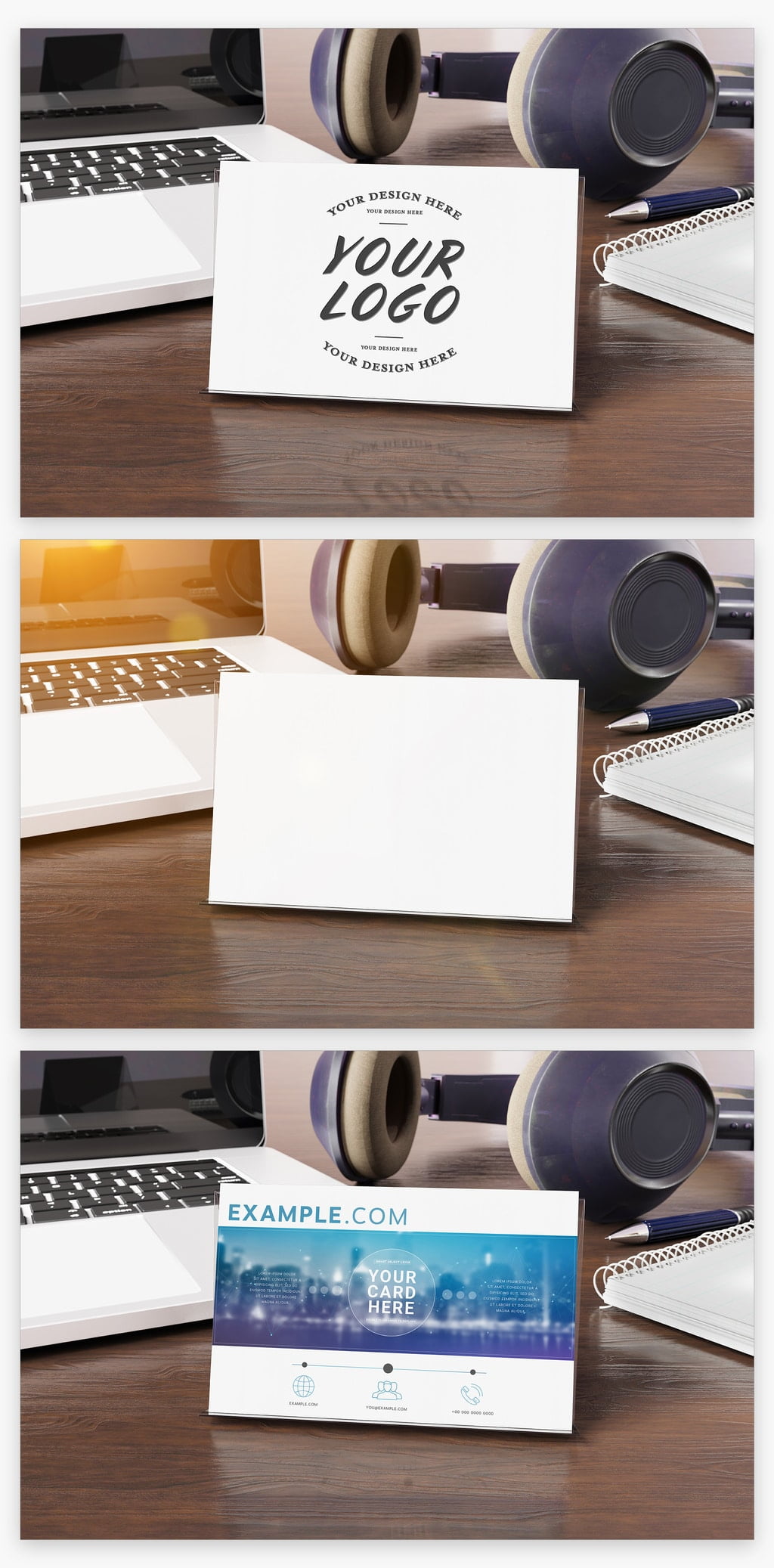 Download دانلود Business Cards On Wooden Desk Mockup - موکاپ کارت ...