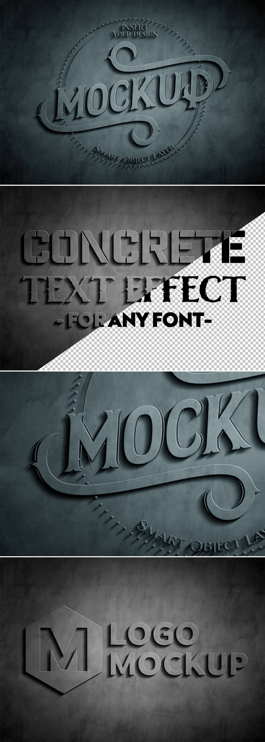 دانلود Embossed Concrete Text Effect Mockup - افکت متن روی بتن