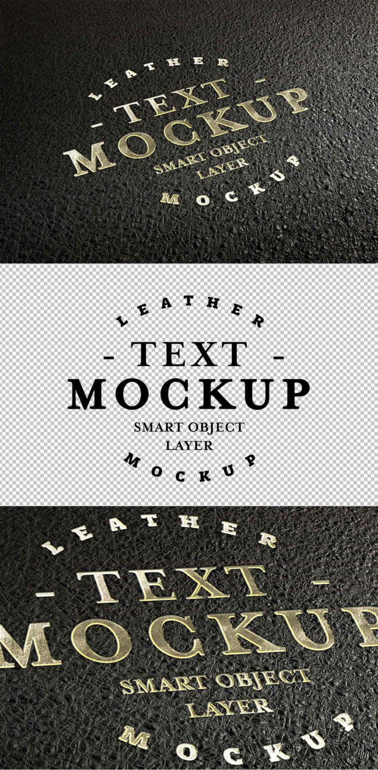 دانلود Embossed Golden Text Effect on Leather Mockup - افکت متن روی چرم