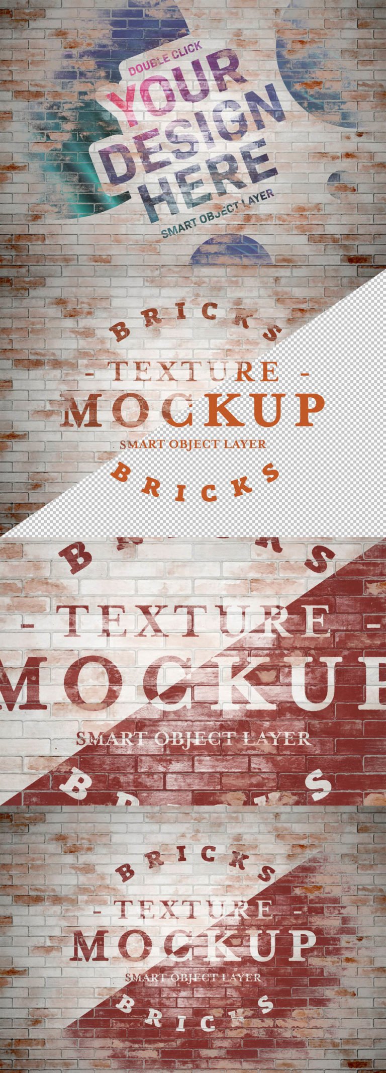 دانلود Grunge Washed Brick Texture Mockup