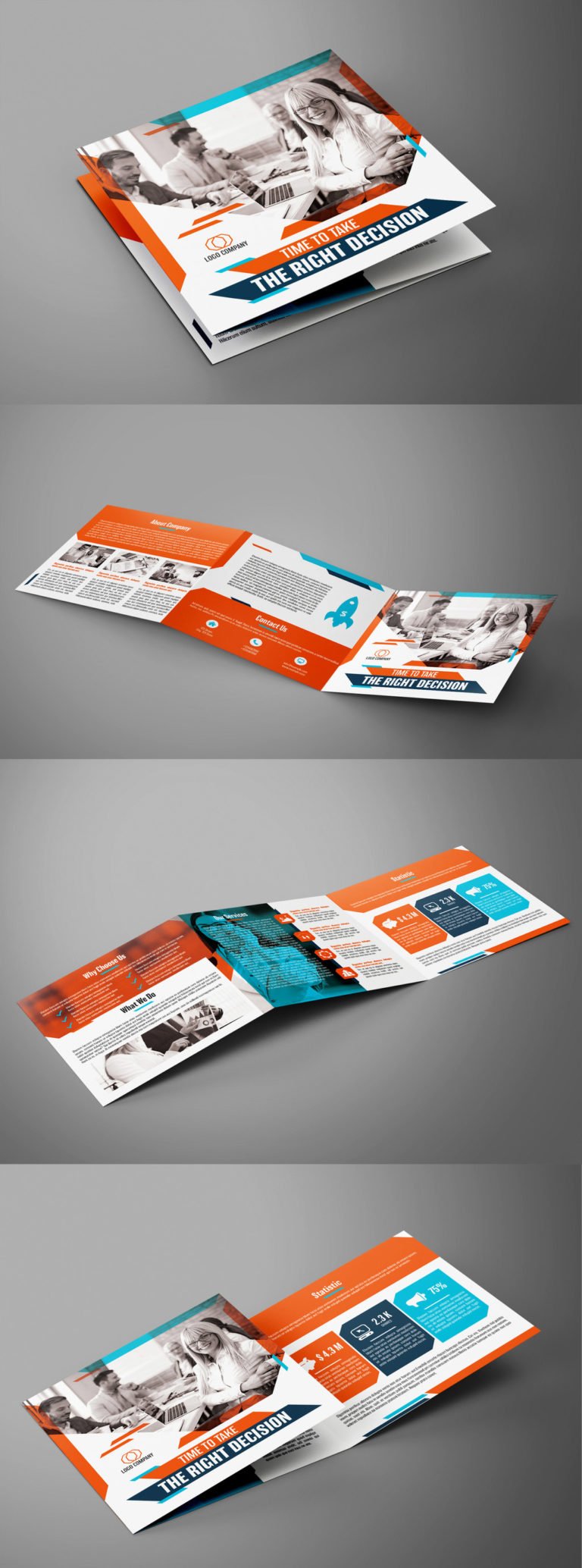 دانلود بروشور سه لت Square Trifold Brochure with Red and Teal Accents