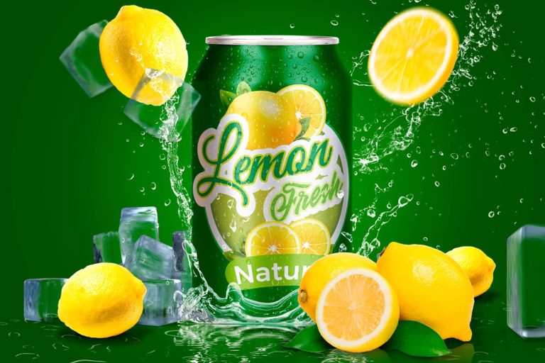 دانلود Tin Can Water Droplets Lemon Mockup
