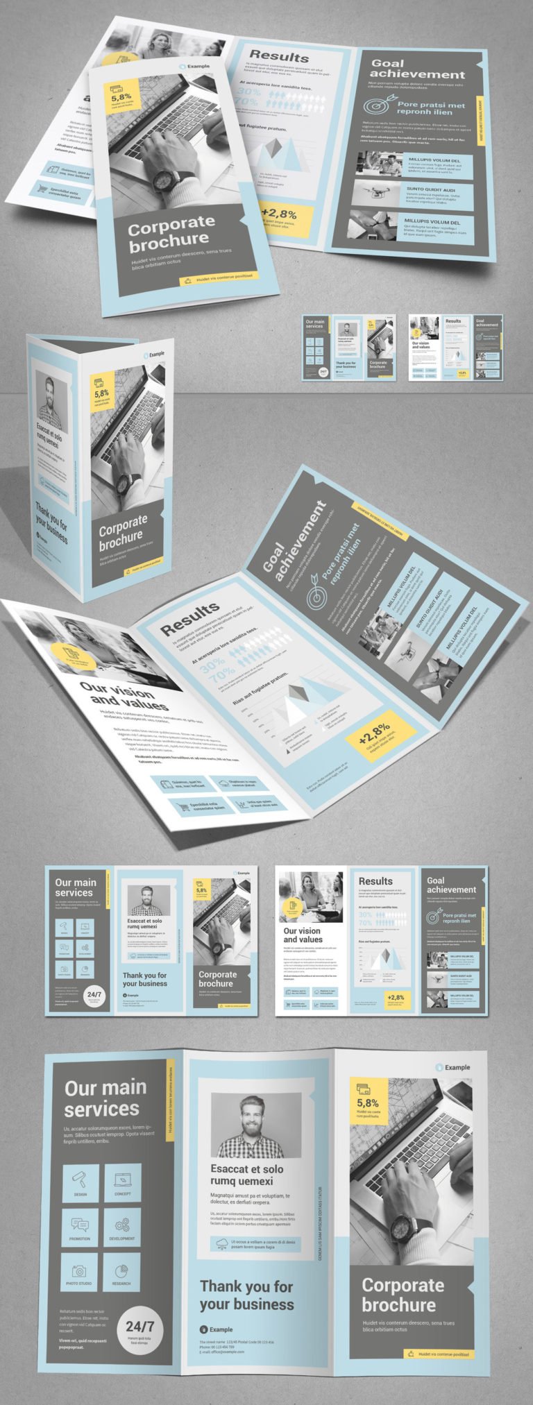 دانلود طرح بروشور Trifold Brochure with Yellow Accents