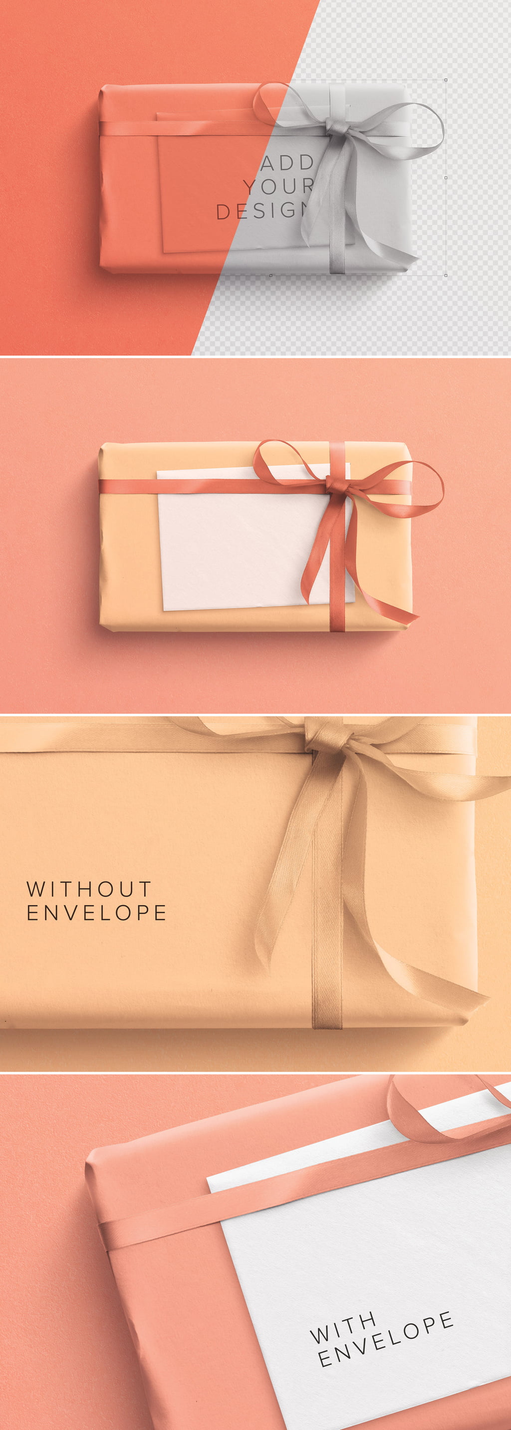 دانلود Wrapped Gift Box and Envelope Mockup - موکاپ جعبه هدیه