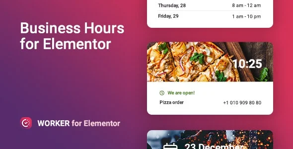دانلود افزونه Business hours widget for Elementor – Worker
