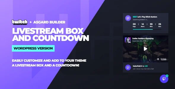 دانلود افزونه Twitch LiveStream Box and Countdown برای وردپرس