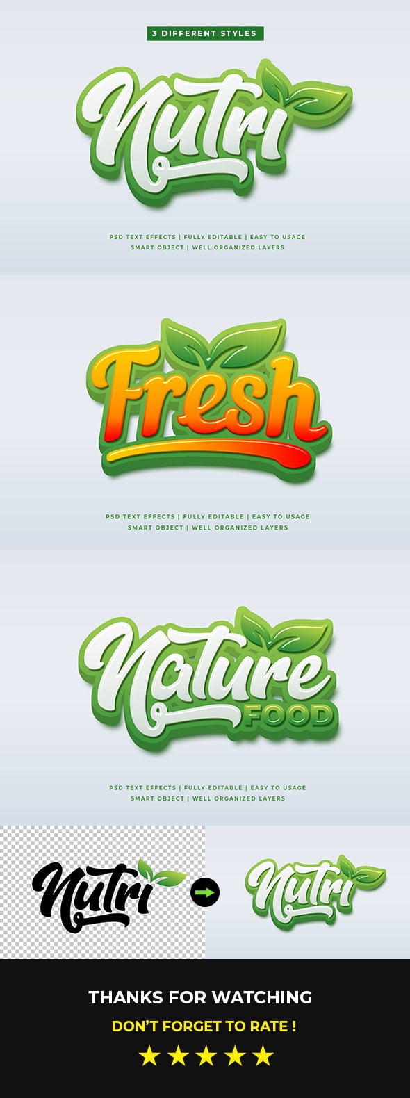 Download دانلود Green Natural 3D Text Style Effects Mockup - مسترکد