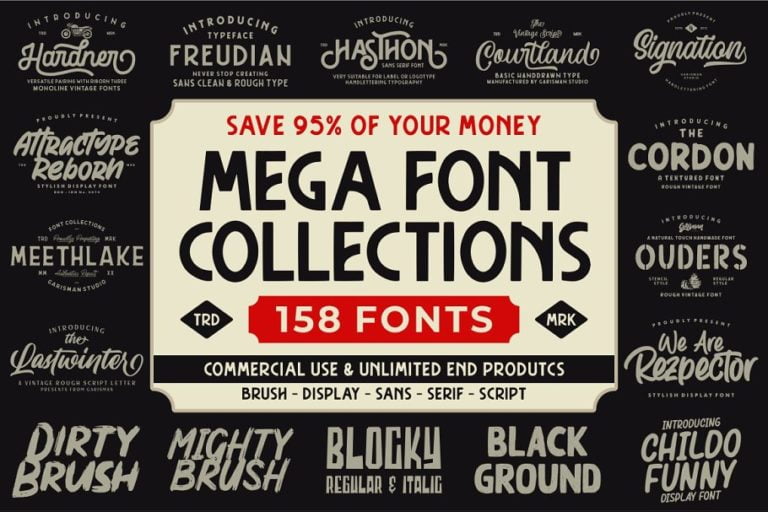 دانلود The MEGA FONT COLLECTIONS 2020 - پک فونت