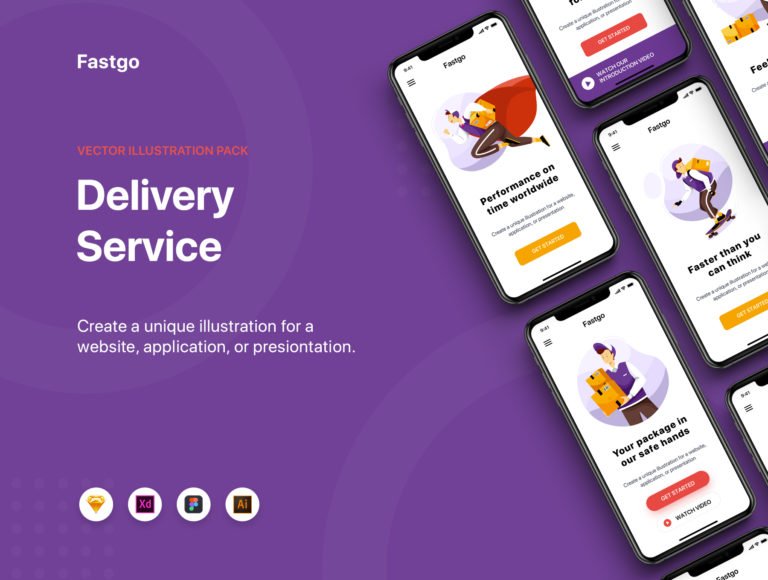 دانلود طرح لایه باز اپلیکیشن پیک و دلیوری FASTGO