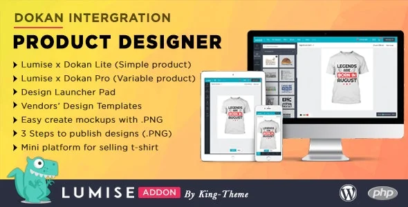 دانلود Dokan Integrate & Design Launcher Addon for LUMISE Product Designer