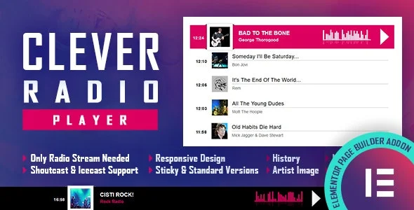 دانلود ادآن CLEVER - HTML5 Radio Player برای المنتور