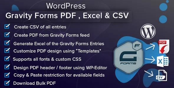 دانلود افزونه WordPress Gravity Forms PDF Excel & CSV
