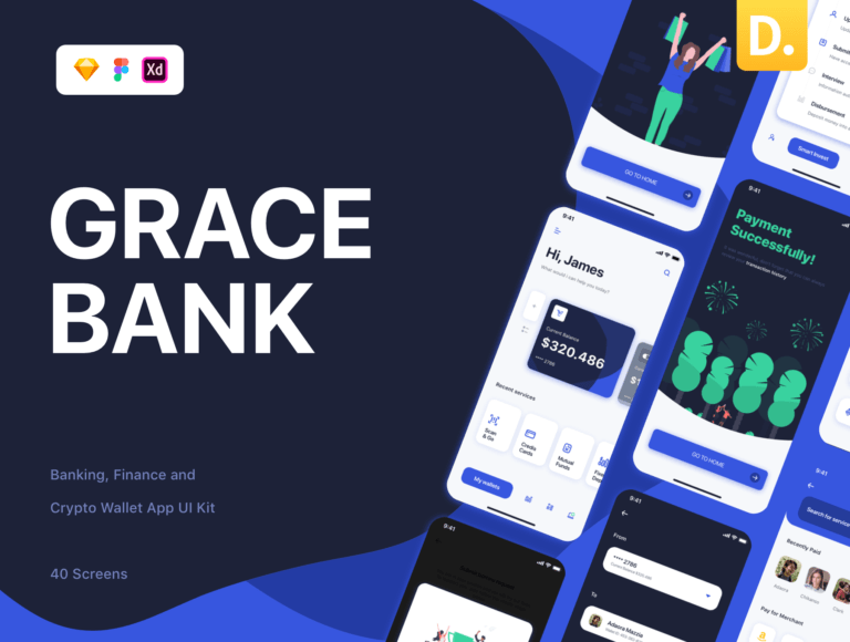 دانلود کیت رابط کاربری اپلیکیشن بانکداری Grace