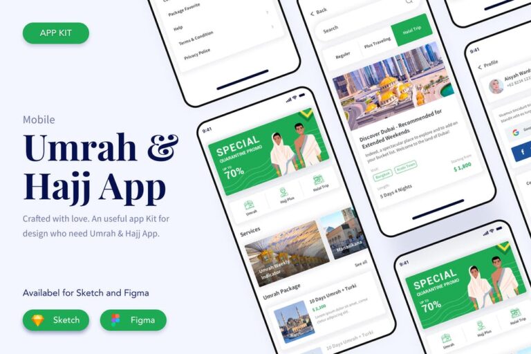 دانلود کیت رابط کاربری Umrah Hajj App Mobile Kit